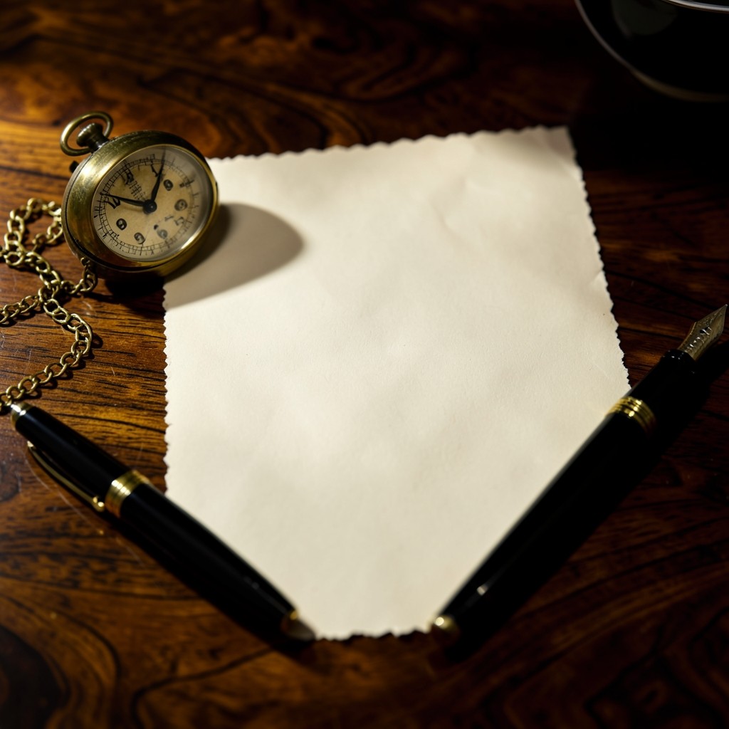 Convocation posée sur un bureau avec stylo et montre