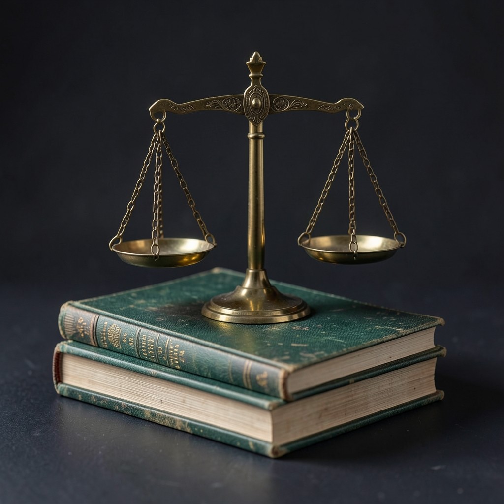 Balance de justice miniature sur des articles de loi